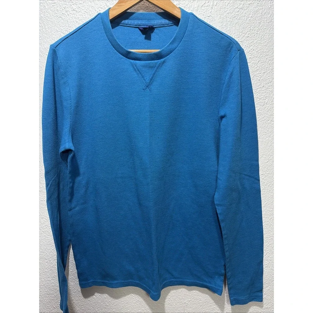 Aeropostale Shirt Mens L Blue Thermal Waffle Knit Long Sleeve Crewneck Tee